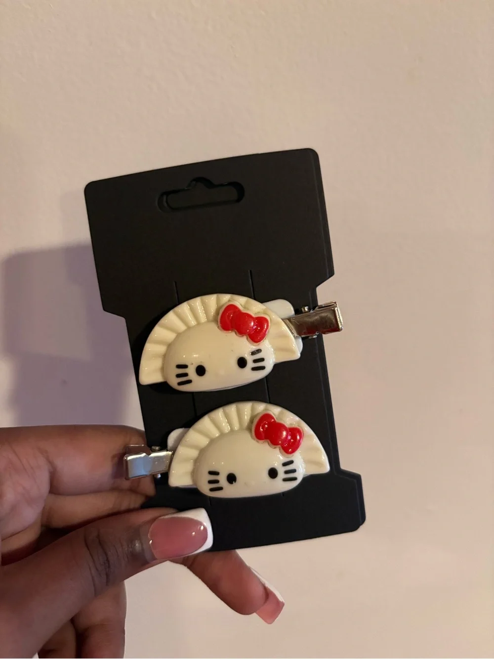 Hello Kitty-Inspired Cream and Red Hair Clips